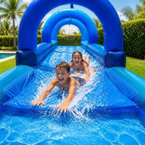 Deslizador Acuático de 13 m con Piscina montado para una fiesta en Alcorcón