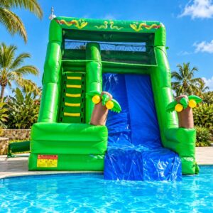 Tobogán Acuático Jungla montado para una fiesta en Alcorcón
