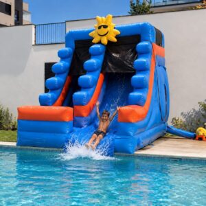 Tobogán Acuático Sol montado para una fiesta en Alcorcón